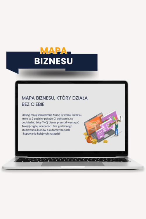 Mapa biznesu, mockup szablonu w Notion na ekranie laptopa